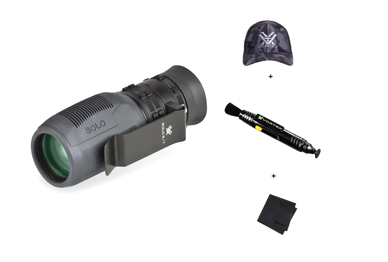 VORTEX Solo 8x36mm R/T Monocular With Lens Cleaning Pen, Logo Black Camo Hat And Microfiber Cleaning Cloth