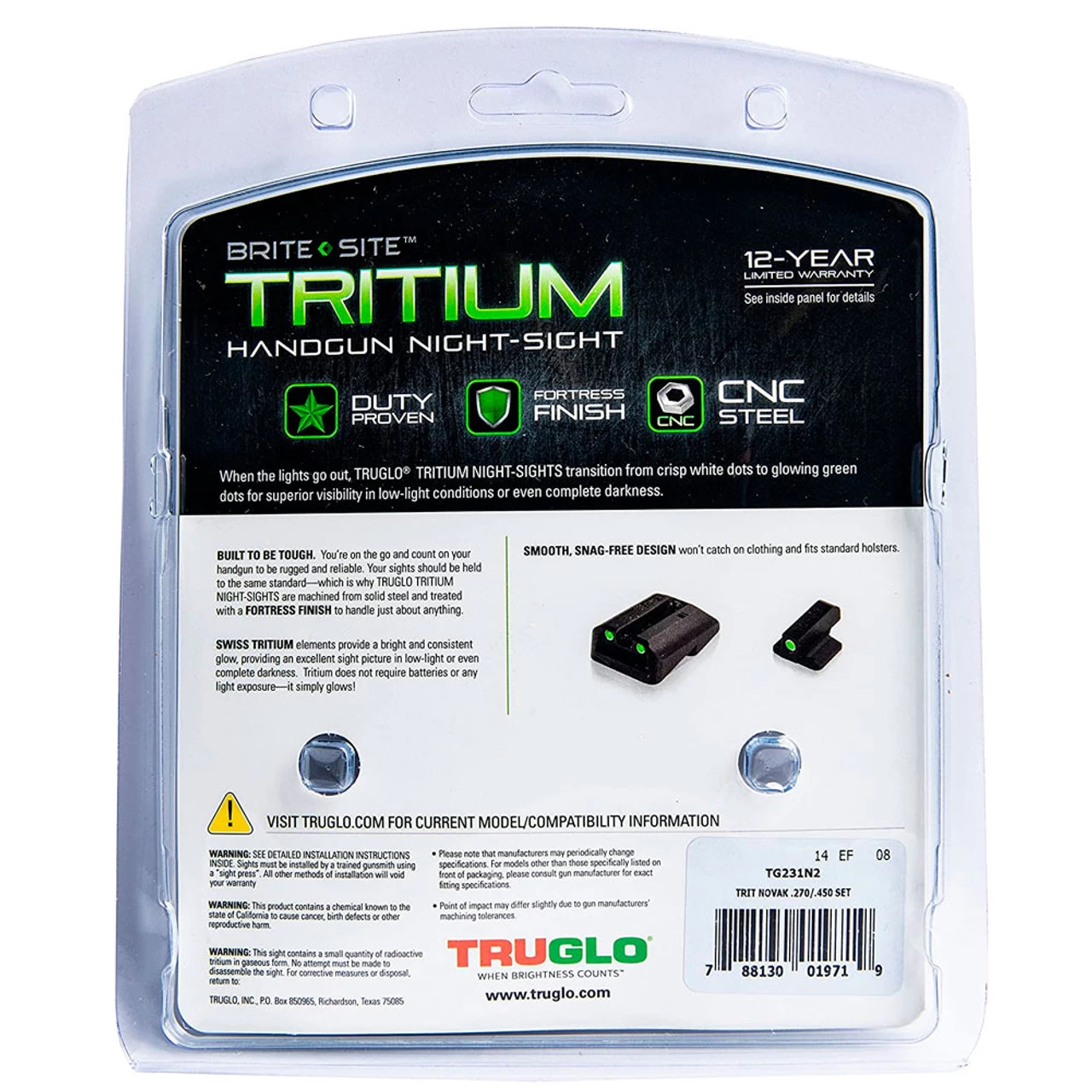 TRUGLO Tritium Handgun Sights For 1911 With Novak Cut .270/.450 (TG231N2) 3 TRUGLO Tritium Handgun Sights For 1911 With Novak Cut .270/.450 (TG231N2) - Image 3