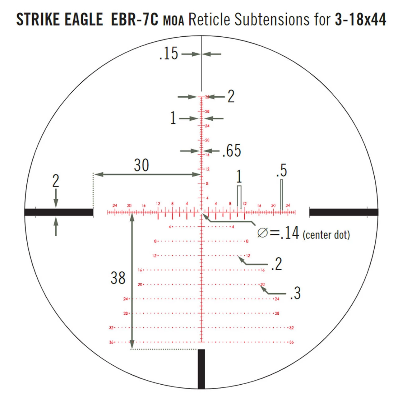 VORTEX Strike Eagle 3-18x44 FFP EBR-7C MOA Reticle 34mm Black Anodized Riflescope (SE-31801) 4 VORTEX Strike Eagle 3-18x44 FFP EBR-7C MOA Reticle 34mm Black Anodized Riflescope (SE-31801) - Image 4